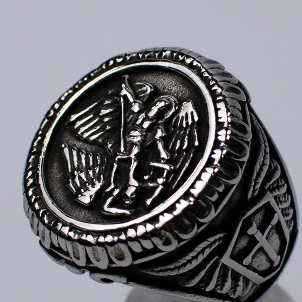 Anillo Ángel En Acero Inoxidable Diseño Michael Protect - Imagen 6