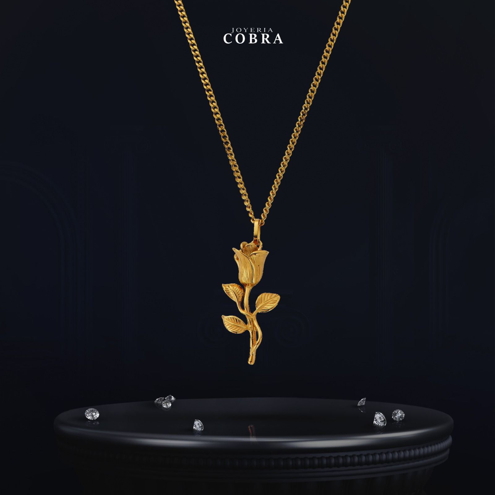 Colgante Rosa Acero Enchapado en Oro