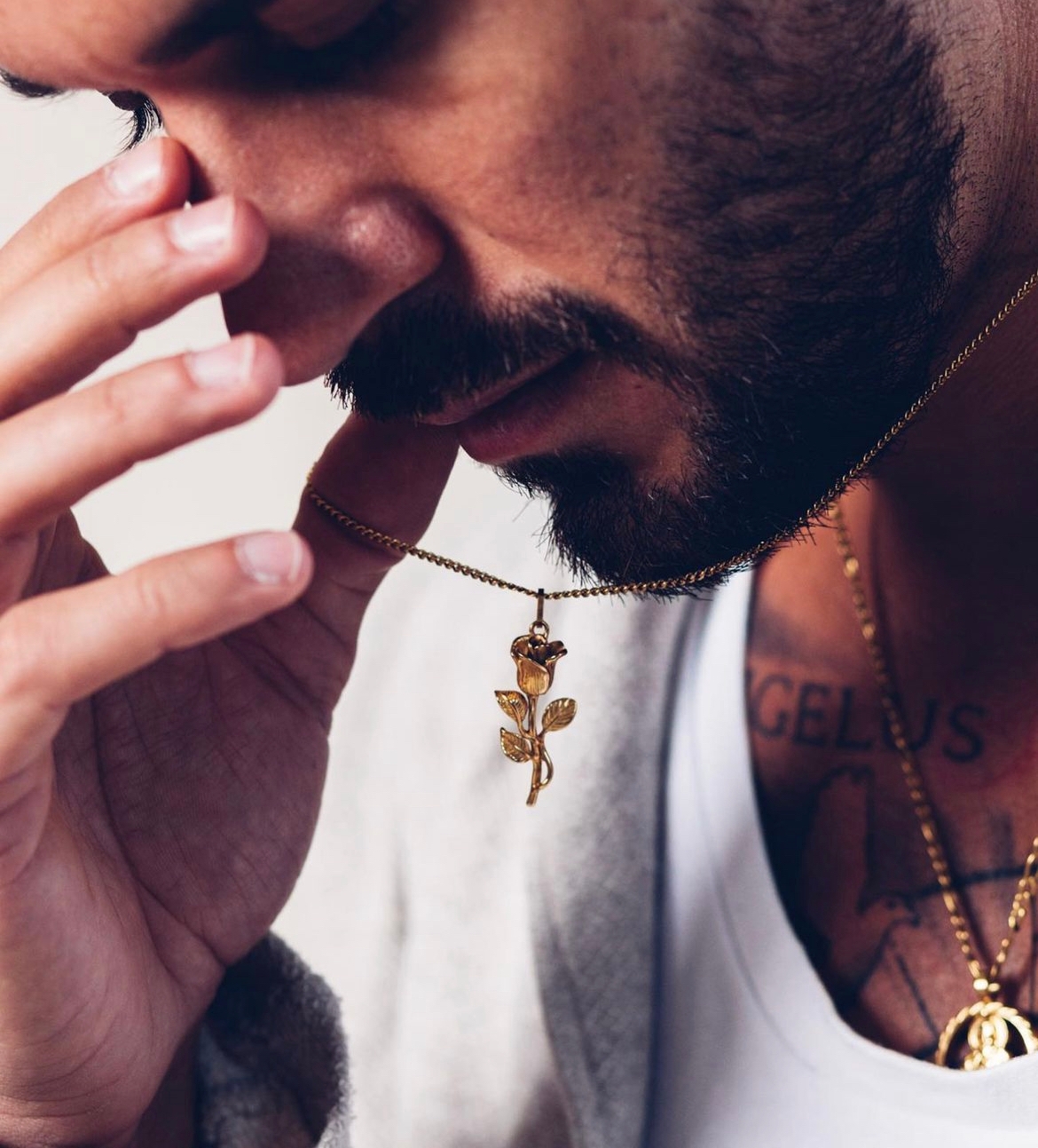 Colgante Rosa Acero Enchapado en Oro - Imagen 2