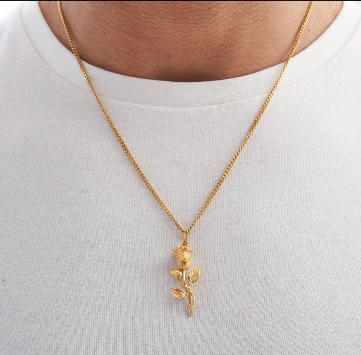 Colgante Rosa Acero Enchapado en Oro - Imagen 3