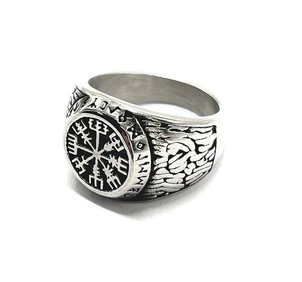 Anillo Retro Circular Vikingas Acero Inoxidable - Imagen 2