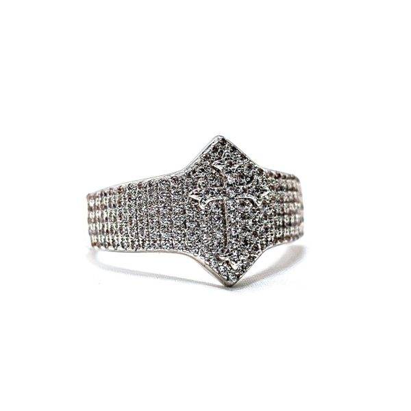 Anillo Cruz Small Ice Enchapado Con Zirconias