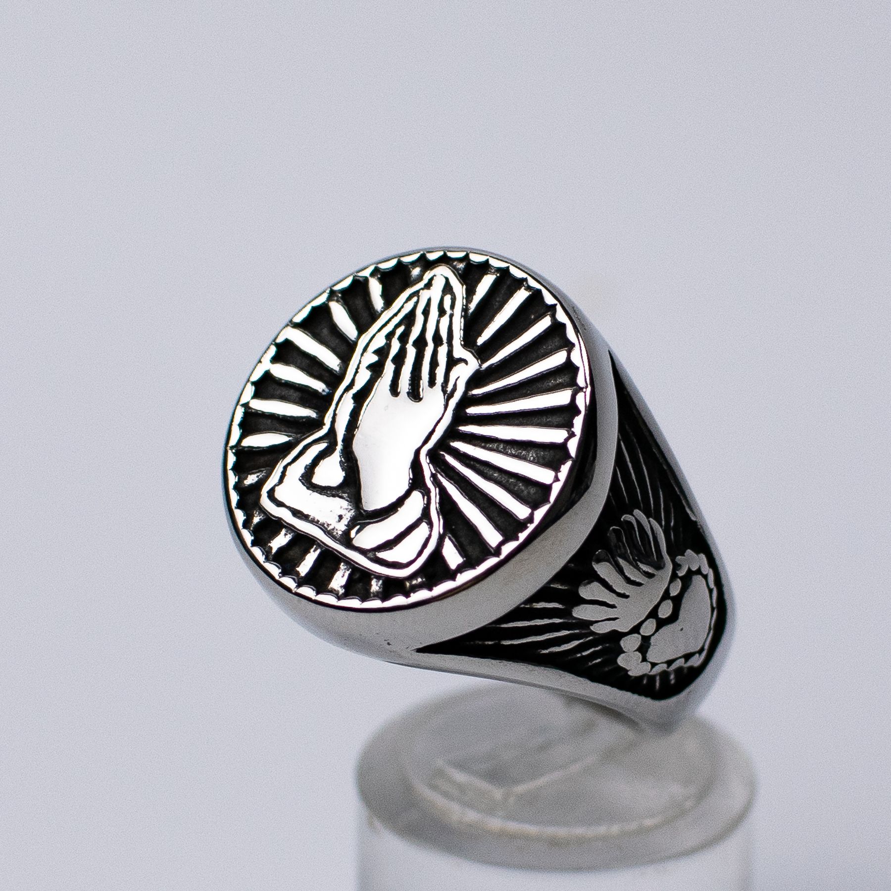 Anillo Modelo Manos Rezando Colección Religioso - Imagen 5
