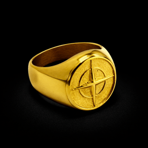 Anillo Acero Estrella Natal Dorado